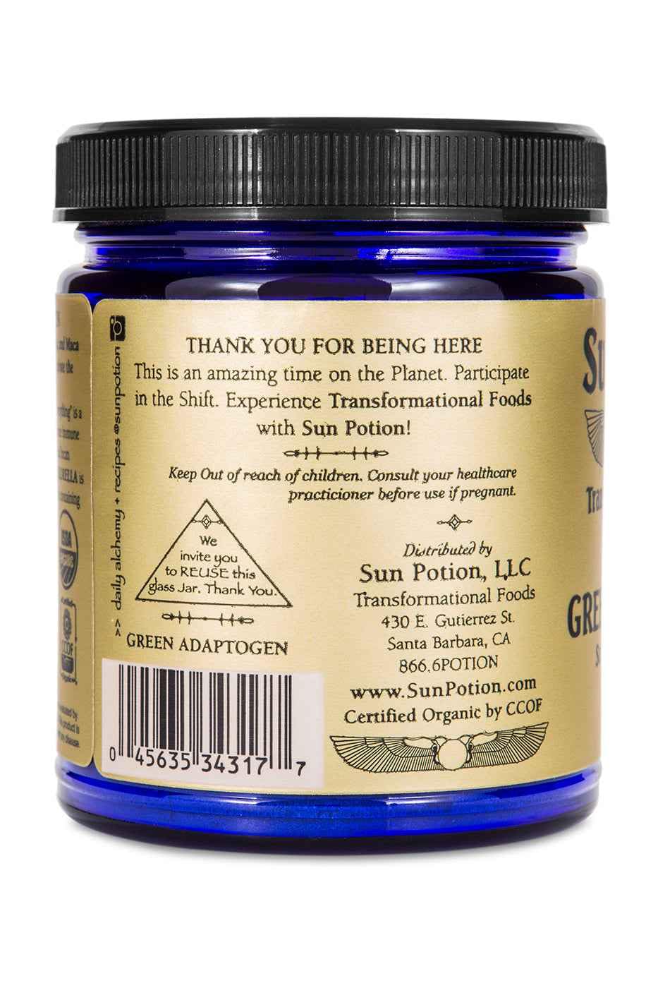 Green Adaptogen Superfood Powder | Organic Maca, Suma Root & Chlorella Blend | Plant Based Adaptogenic Herbal Supplement | Nutrient Rich Greens Powder for Smoothies & Daily Wellness | Non-GMO | 111g Sun Potion uk supplements