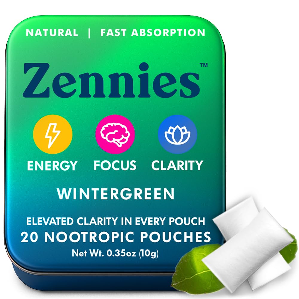 Zennies Caffeine Nootropic Pouches with Alpha GPC, L-Tyrosine & L-Theanine, Lion's Mane, Cordyceps, Reishi - Nicotine Free, No Sugar or Artificial Sweeteners Nootropic Energy Pouches, Wintergreen 1 PK Parrox uk supplements
