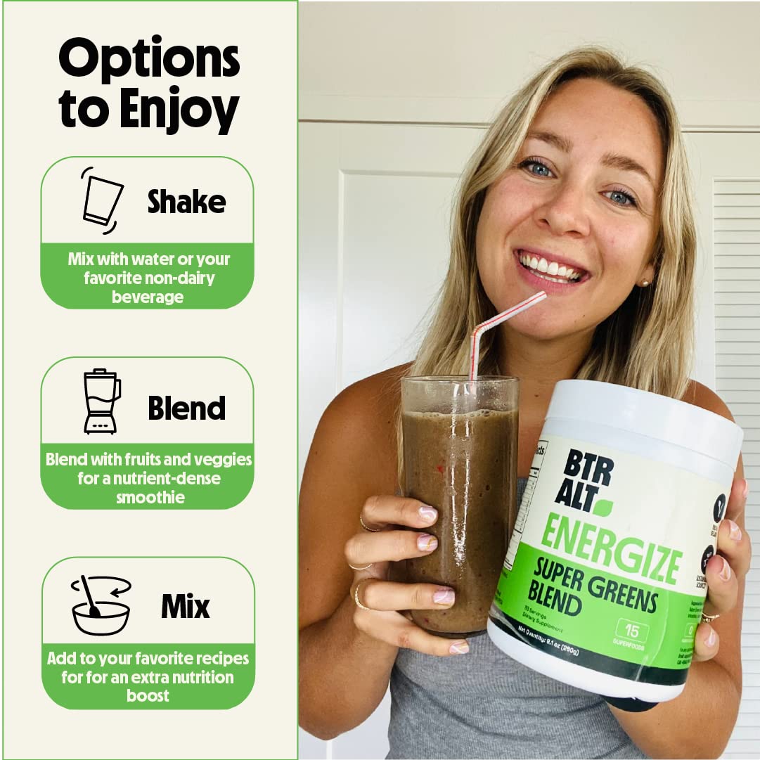 Better Alt Greens Powder, Helps Reduce Bloating, 15 Super Greens- Blend of Spirulina Better Alt uk supplements