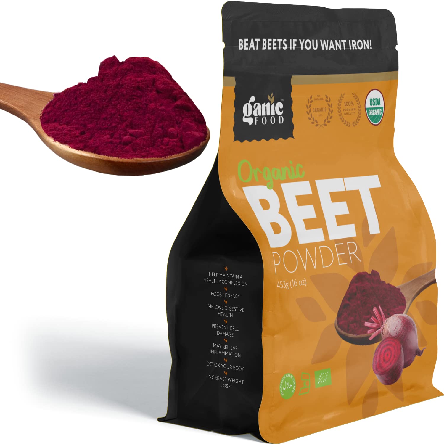 Ganic Food Organic Beetroot Powder, 16 Ounces Ganic Food uk supplements