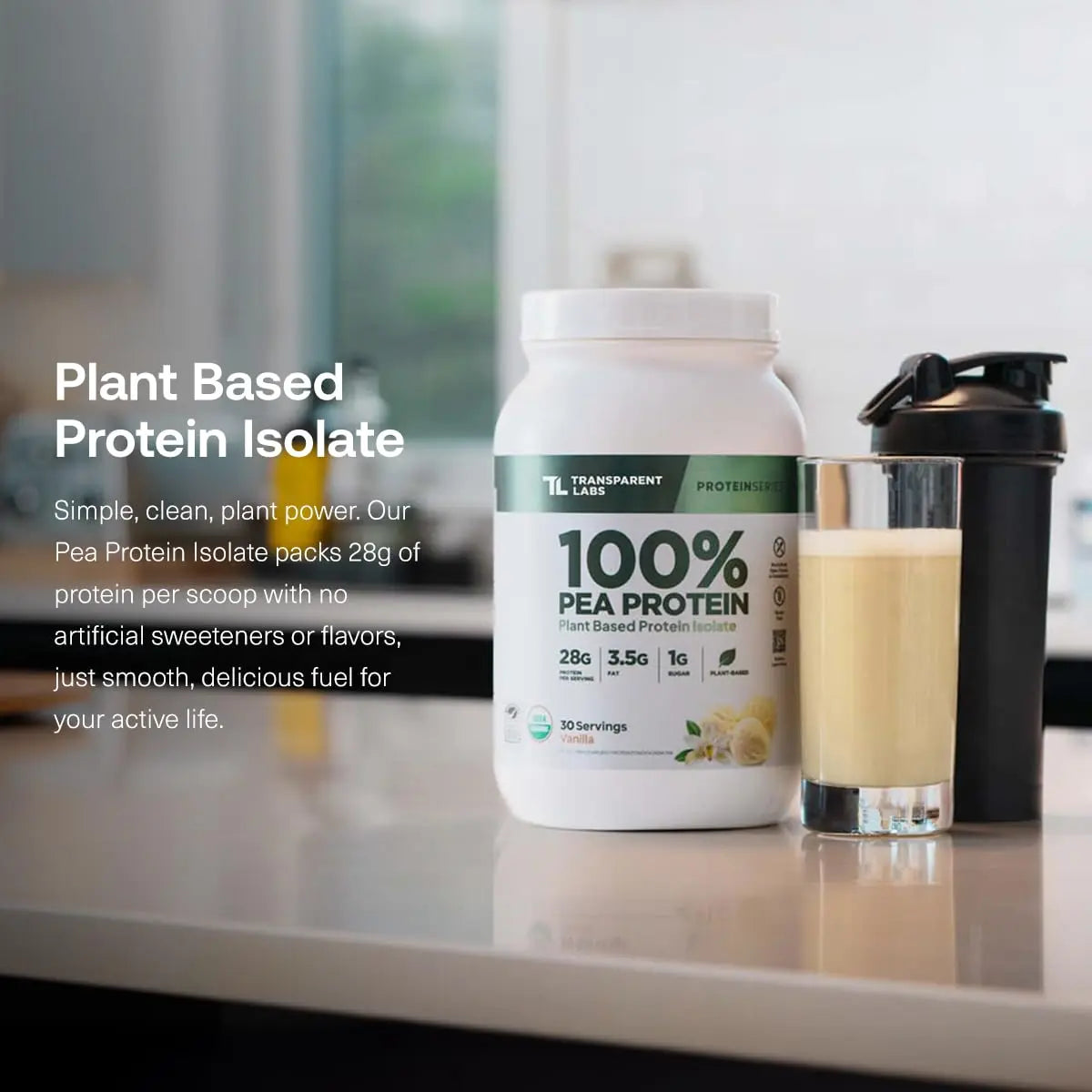 Transparent Labs 100% Pea Protein Powder - 28g Organic Plant Protein per Serving, Clean Pea Isolate Powder, USDA Organic, Vegan, Gluten-Free, Sugar-Free, Non-GMO - 30 Servings, Chocolate Transparent Labs uk supplements