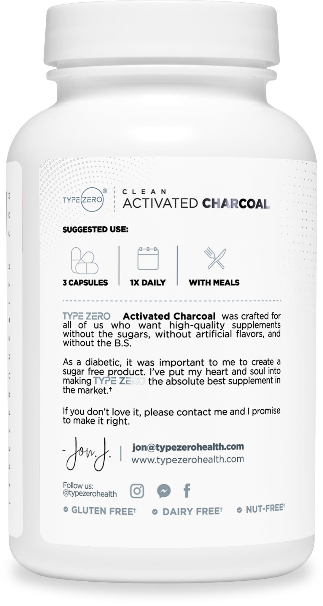 Type Zero Activated Charcoal Capsules (180 Count) - 60 Servings, 780mg Per Serving, from Coconut Shell, Non-GMO, Gluten-Free Type Zero uk supplements