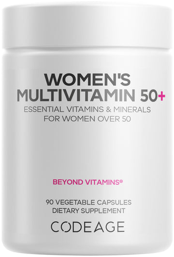 Codeage Women’s Multivitamin 50+ Supplement - Essential Vitamins for Women Over 50, Minerals, CoQ10, Hyaluronic Acid, Probiotics, Black Cohosh, Ashwagandha & Superfoods - Non-GMO - 90 Capsules Codeage uk supplements