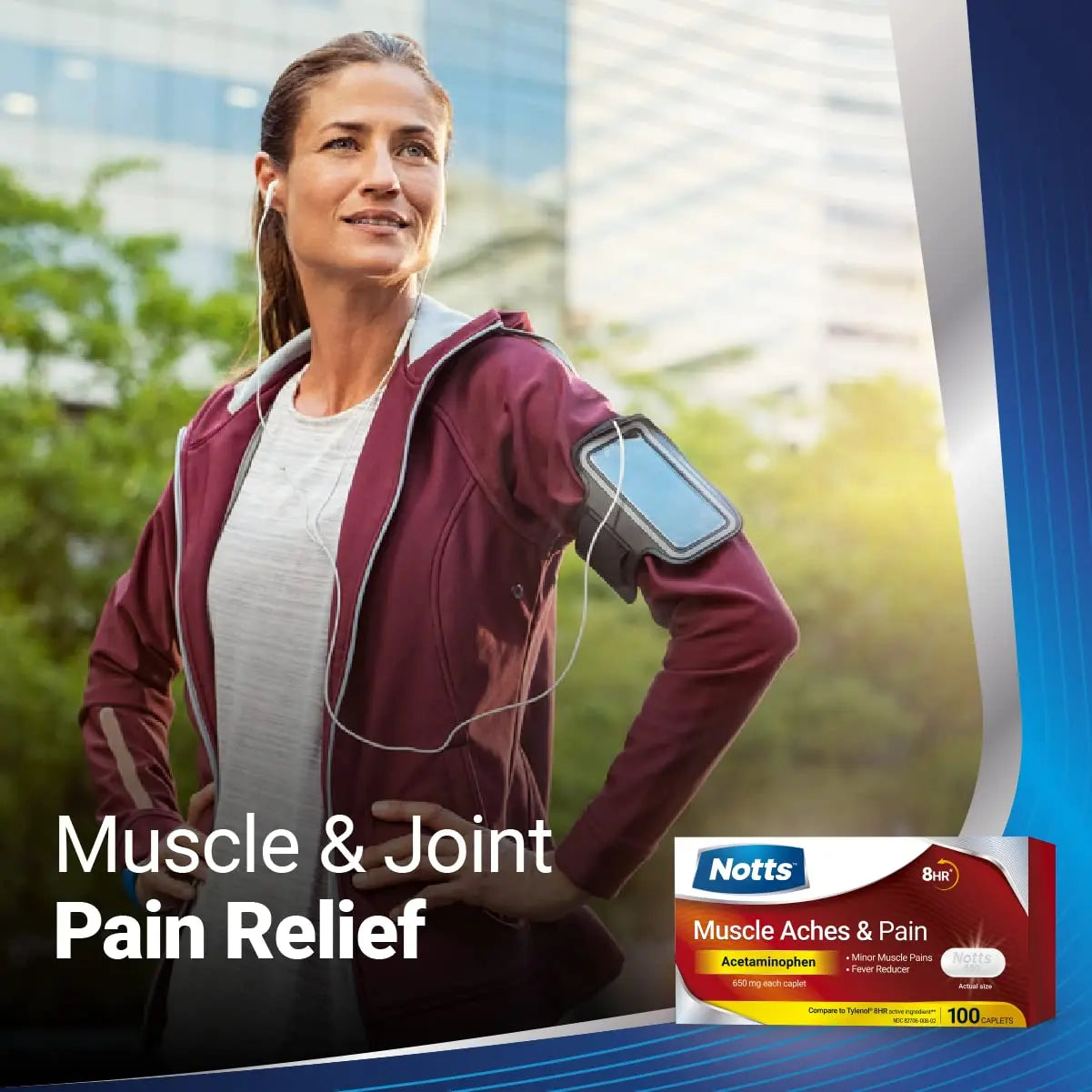 NOTTS Muscle Aches & Pain Acetaminophen 650 mg, 100 Count NOTTS uk supplements