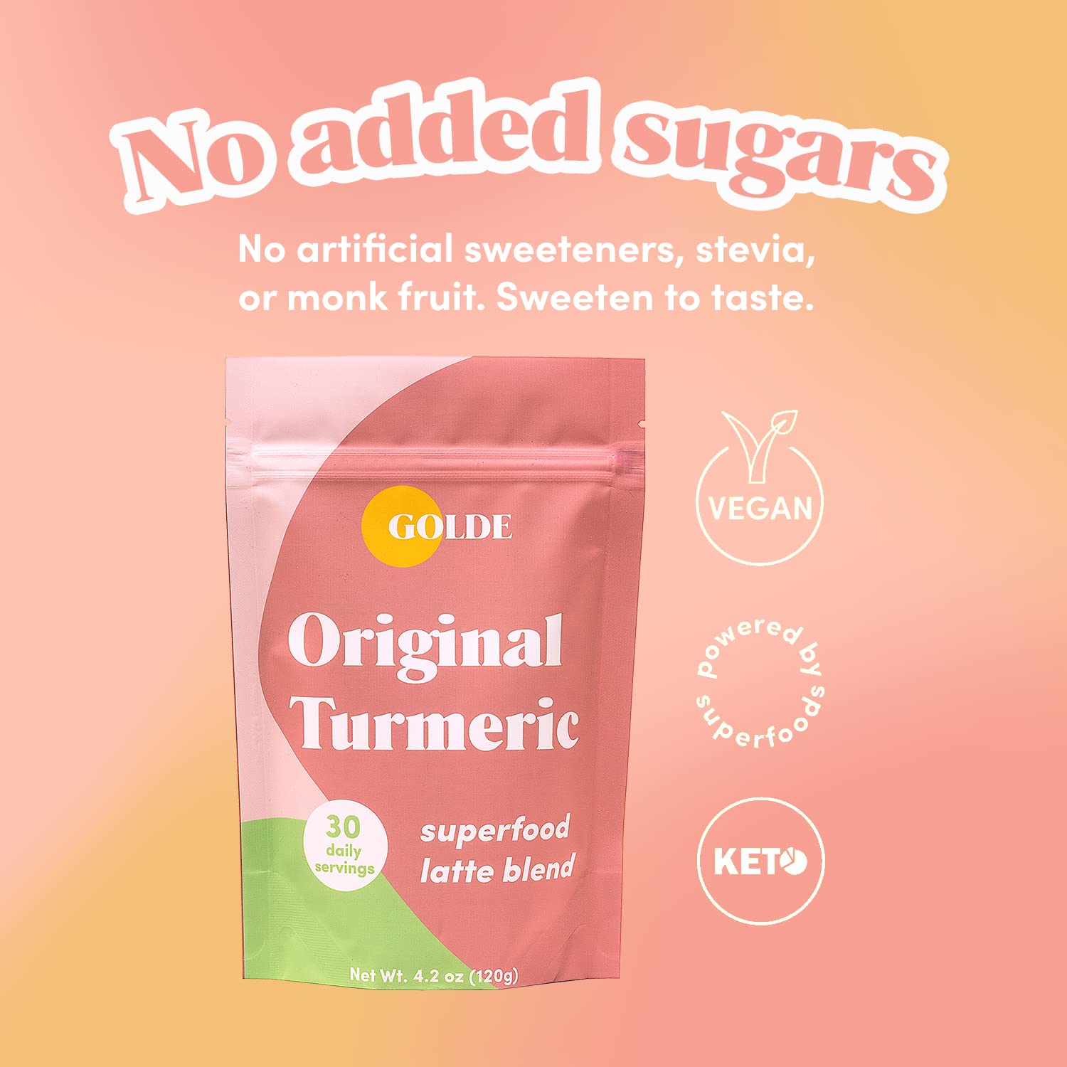 GOLDE - Superfood Latte Blend - Original Turmeric - Plant-Based w/Coconut, & Ginger - Vegan, Keto, Sugar-Free - 30 Servings GOLDE uk supplements