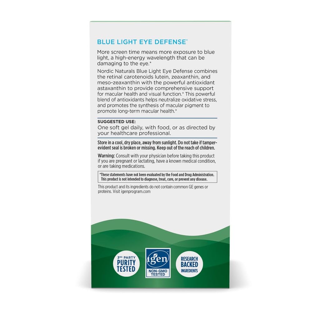 Nordic Naturals Blue Light Defense - 60 Soft Gels - Four Phytonutrients with Complementary Antioxidant Capacities - Supports Retinal Health, Visual Function - Non-GMO - 60 Servings Nordic Naturals uk supplements
