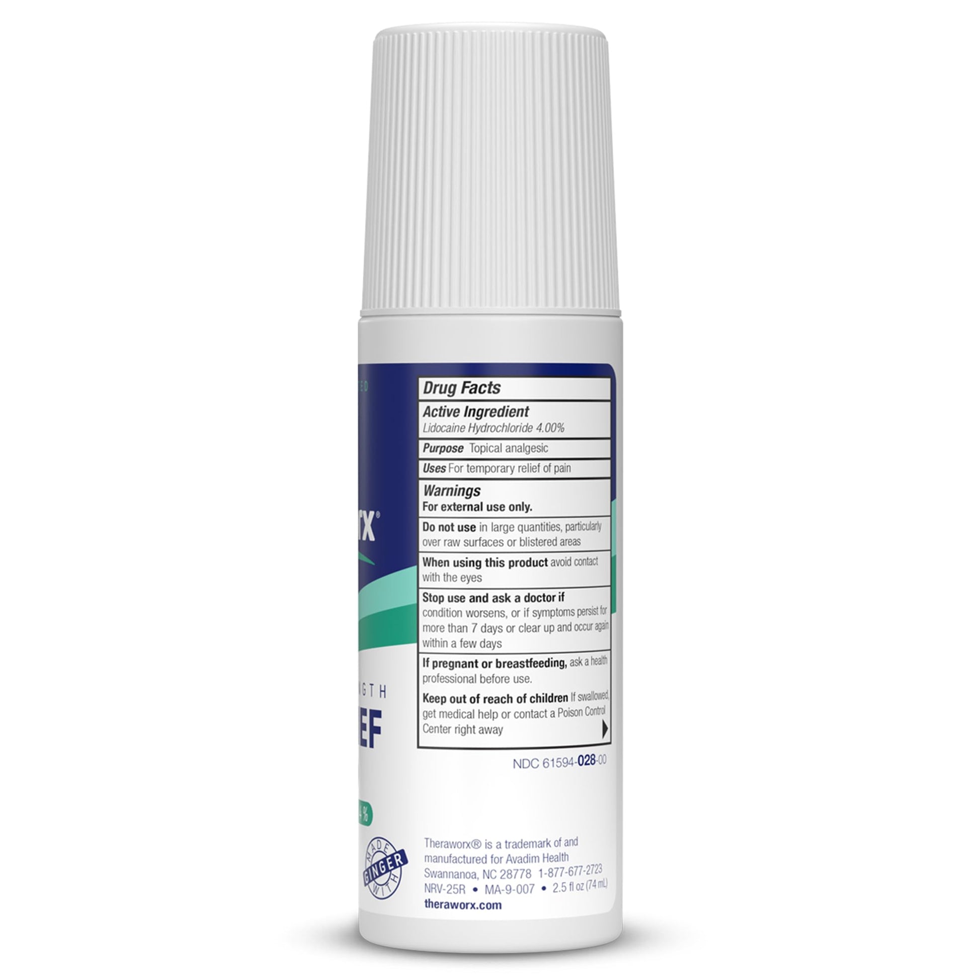 Theraworx Maximum Strength Pain Relief Roll-On with Lidocaine, Fast-Acting - 2.5 Oz - 1 Count Theraworx uk supplements