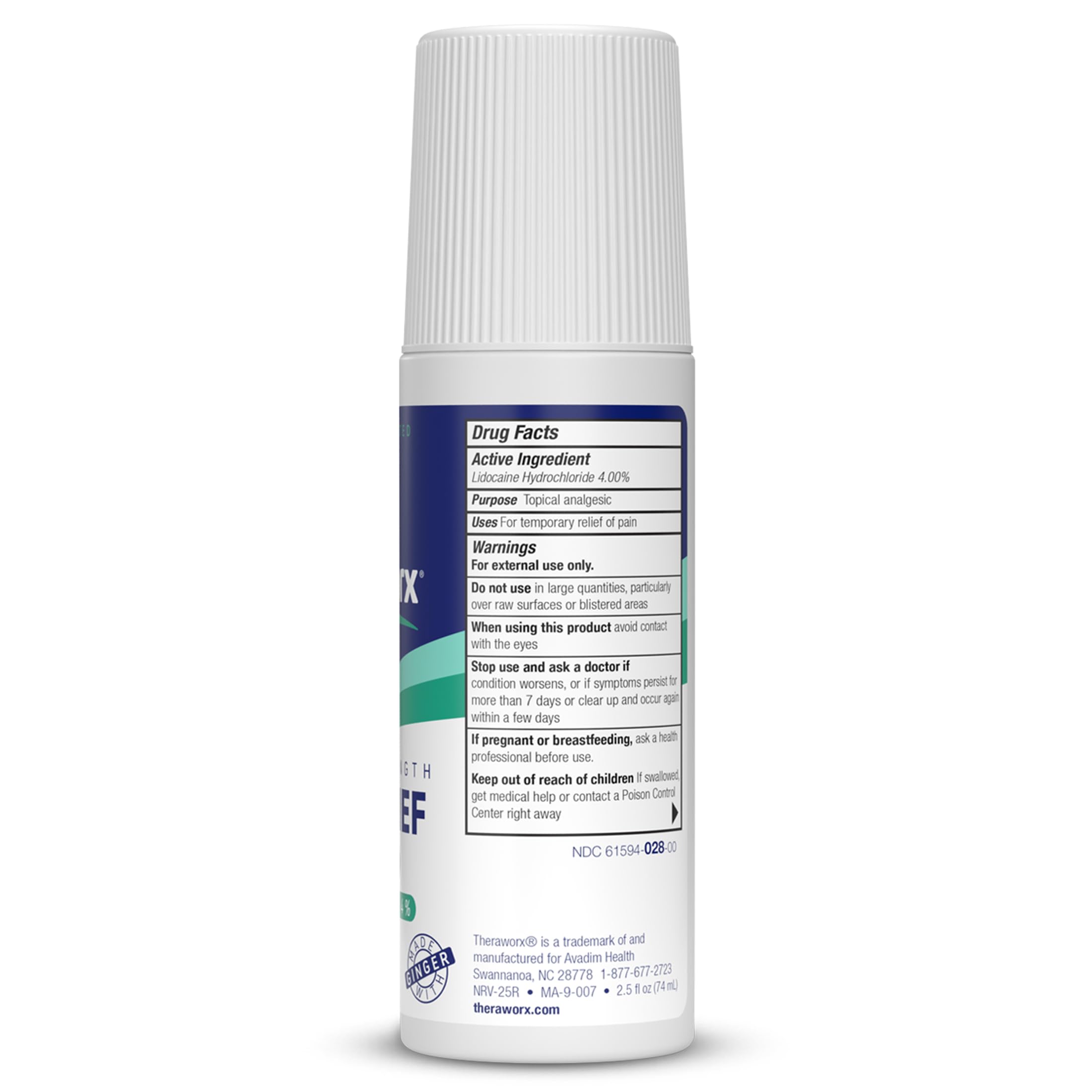 Theraworx Maximum Strength Pain Relief Roll-On with Lidocaine, Fast-Acting - 2.5 Oz - 2 Count Theraworx uk supplements