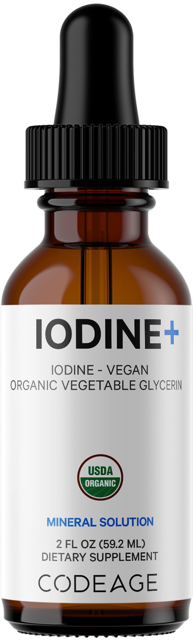 Codeage USDA Certified Organic Iodine Drops - 250 Mcg Per Serving - 1+ Year Supply - Liquid Iodide Supplement - Pure, Clear Iodine - Vegan Potassium Iodine Liquid Drop - 2 fl oz Codeage uk supplements