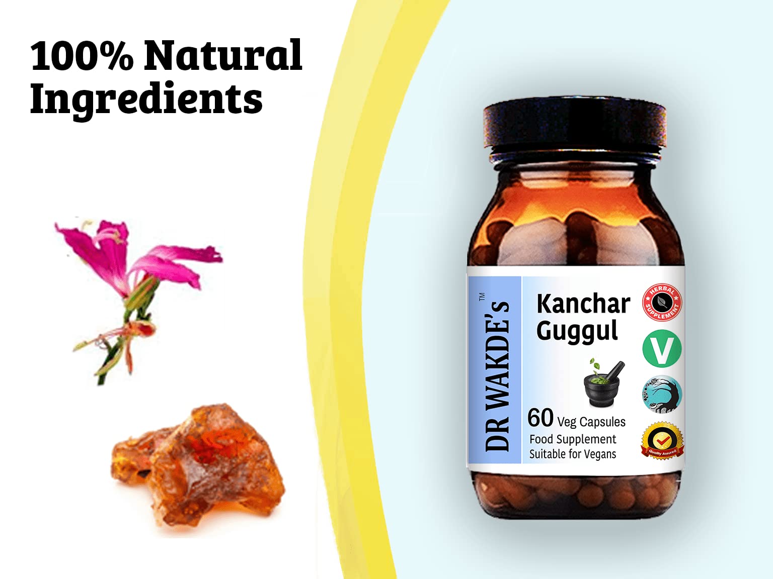 DR WAKDE's Kanchnar Guggul (60 Veg Caps, Ayurvedic Supplement, Vegan, Herbal, Natural, Made in the UK) DR WAKDE's uk supplements