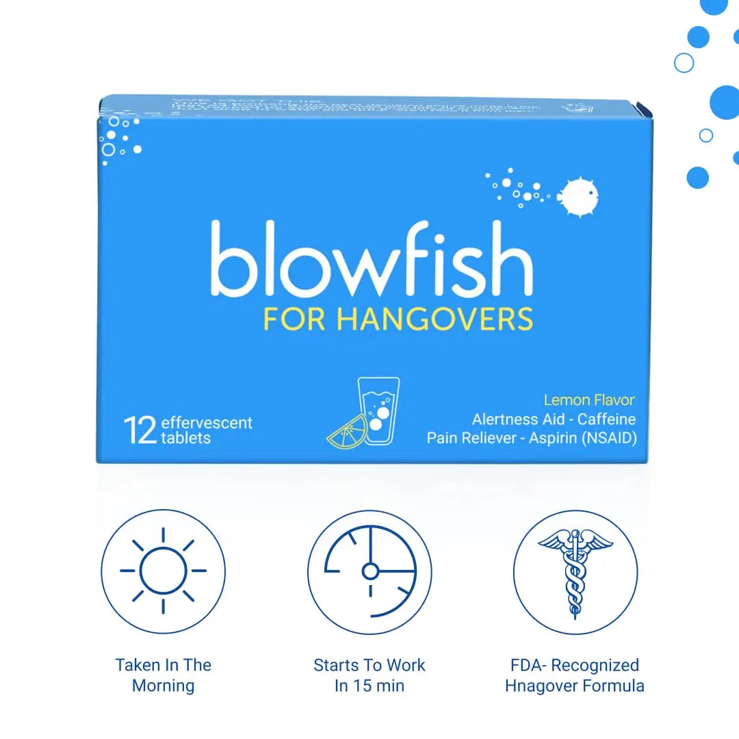 Blowfish for Hangovers - Fast Hangover Relief in 15 Minutes | FDA-Recognized Formulation | Headache Relief, Energy, and Hydration in One Step Blowfish uk supplements