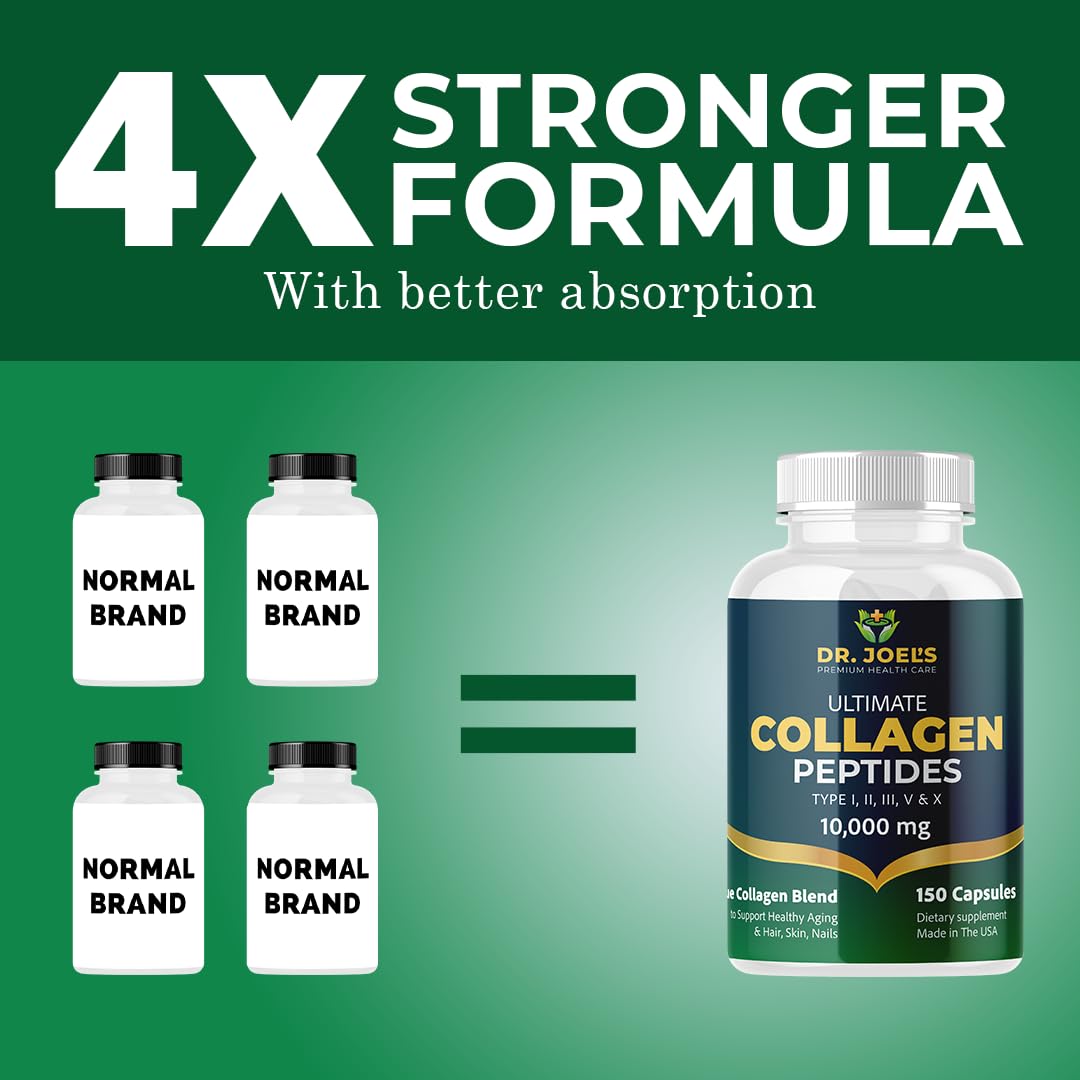 Dr. JOEL'S Multi Collagen Complex for Women and Men - Collagen Peptides Capsules with Biotin - Ultimate Collagen Pills 150 - Type I, II, III, V & X - Made in The USA Dr. JOEL'S uk supplements