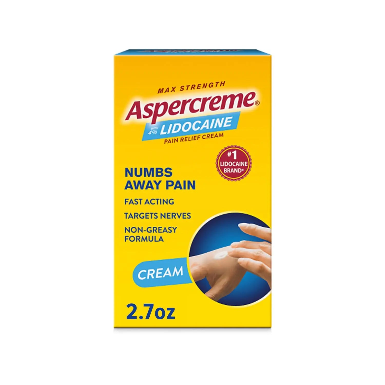 Aspercreme Lidocaine Pain Relief Cream Soothes Aggravated Nerves, Numbing Topical Analgesic with Max-Strength 4% Lidocaine & Moisturizing Aloe, 2.7 Oz. Aspercreme uk supplements