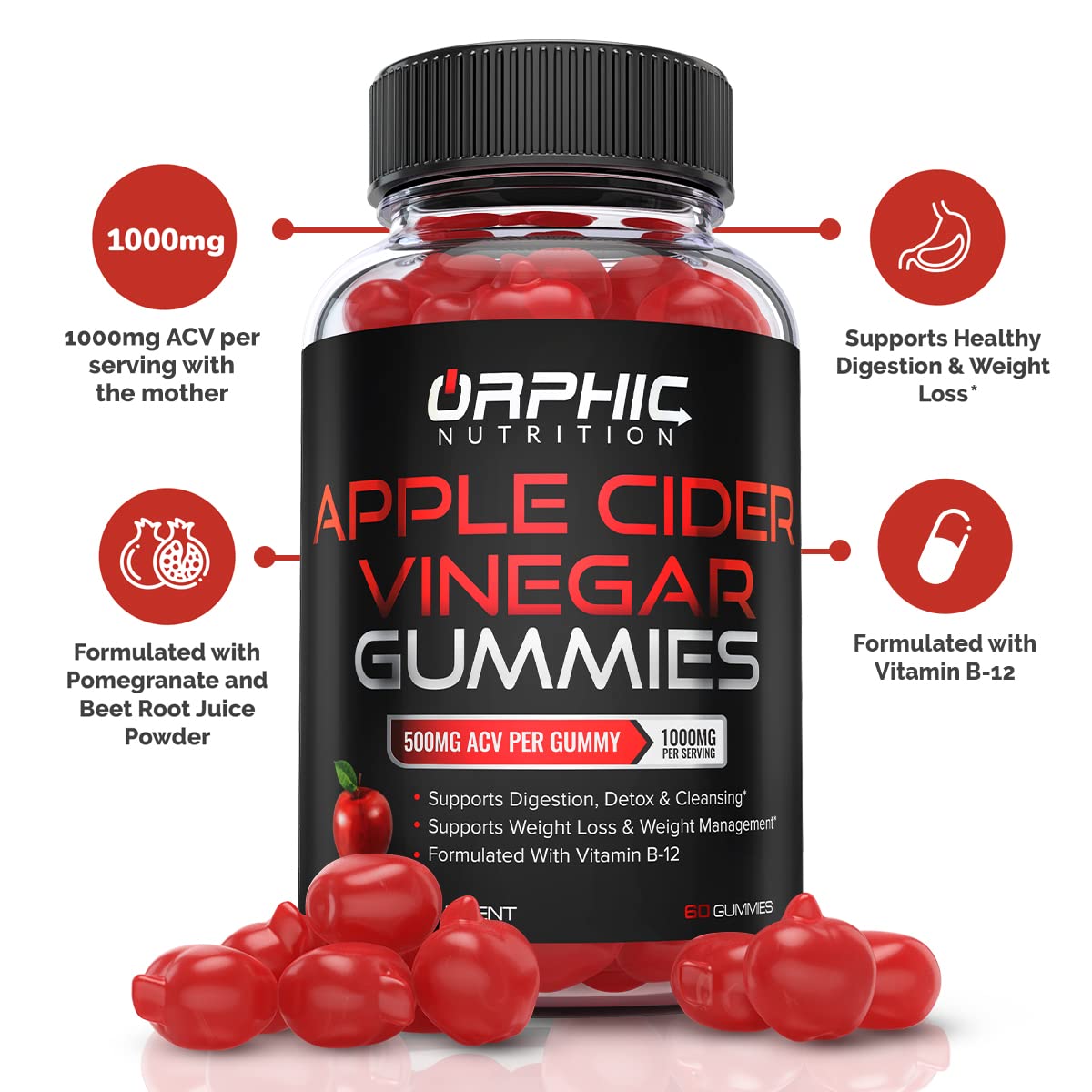 Apple Cider Vinegar Gummies - 1000mg - Formulated to Support Weight ORPHIC NUTRITION uk supplements
