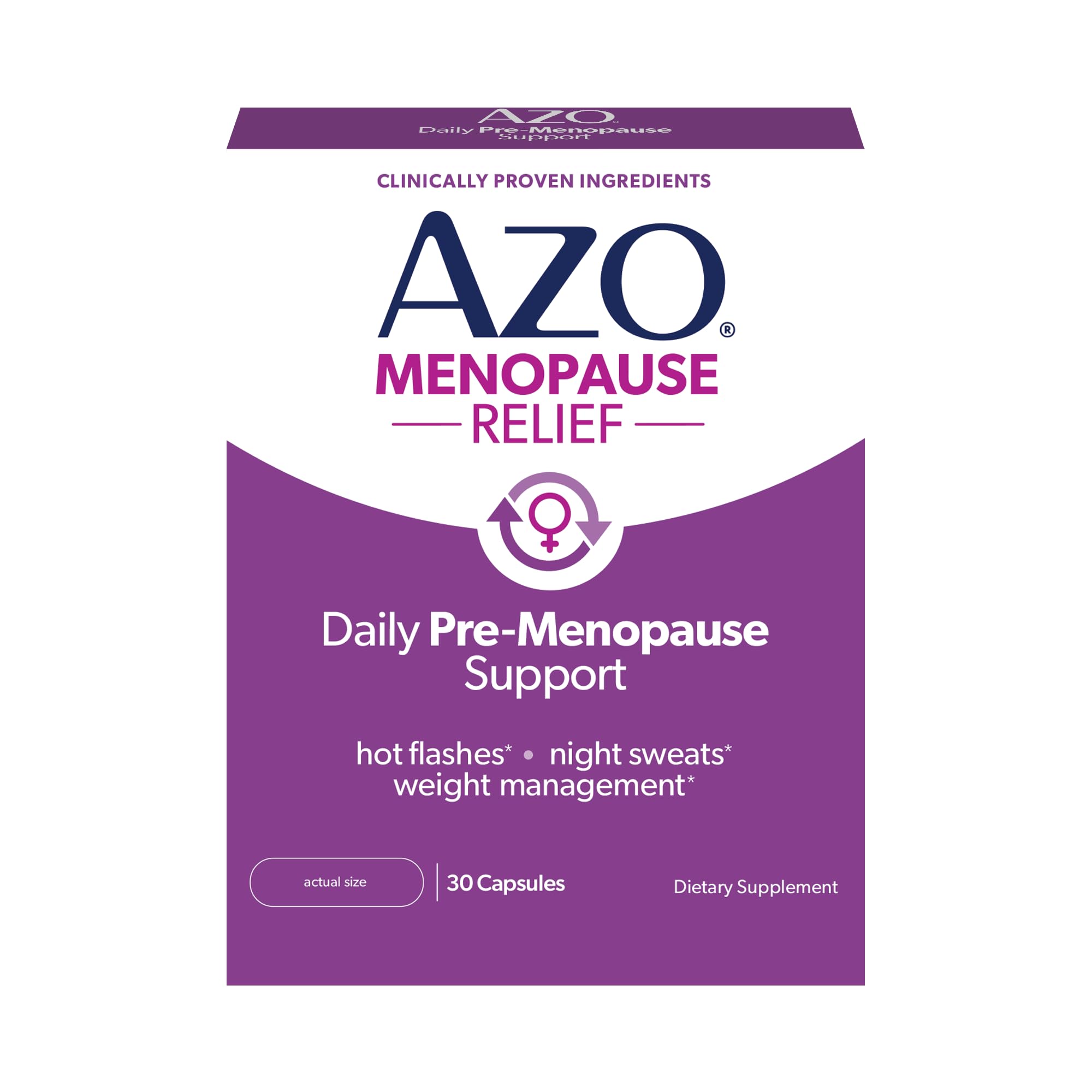 AZO® Daily Pre-Menopause Relief Perimenopause Supplements for Women, Hot Flash, Night Sweat and Healthy Weight Management Support* - 30 Count AZO uk supplements
