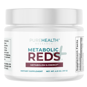 PUREHEALTH RESEARCH Metabolic Reds - Organic Superfood Powder Supplement - Fruit, Veggie, Adaptogenic, Probiotic Blends & More - for Metabolism & Energy Support - 4.13 Oz. - 30 Servings PUREHEALTH RESEARCH uk supplements