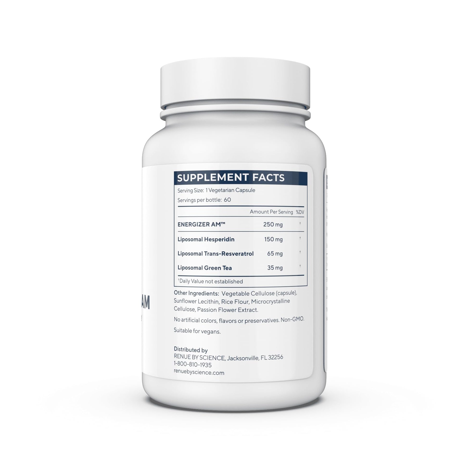 Renue By Science Energizer AM | Liposomal Resveratrol Hesperidin & Green Tea Supplement | 60 Capsules with Trans Resveratrol (65mg) Hesperidin (150mg) Green Tea Extract (35mg) - Non-GMO | Made in USA Renue By Science uk supplements