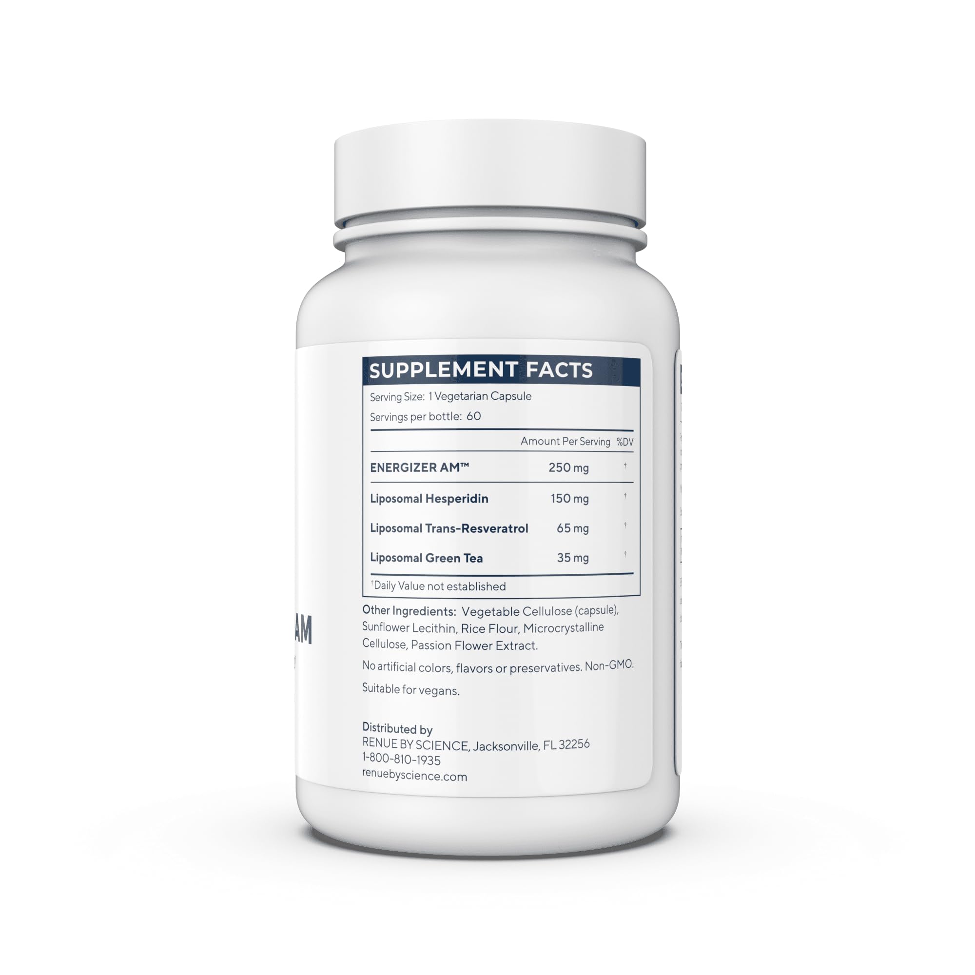 Renue By Science Energizer AM | Liposomal Resveratrol Hesperidin & Green Tea Supplement | 60 Capsules with Trans Resveratrol (65mg) Hesperidin (150mg) Green Tea Extract (35mg) - Non-GMO | Made in USA Renue By Science uk supplements