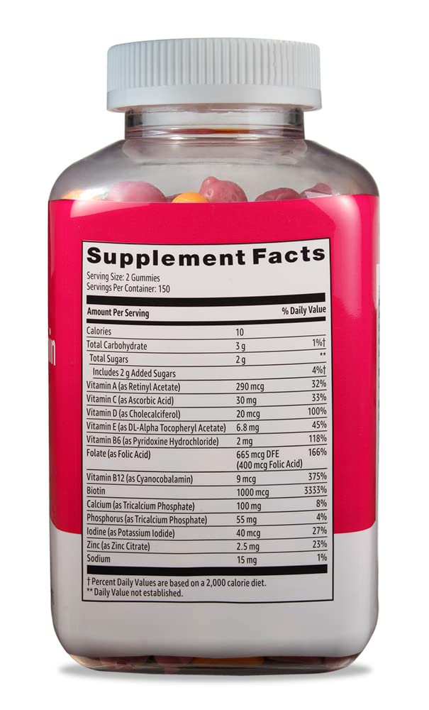 Amazon Basics Women's Multivitamin, Mixed Berry Flavor, Vegetarian & Gluten-Free, 300 Gummies Amazon Basics uk supplements