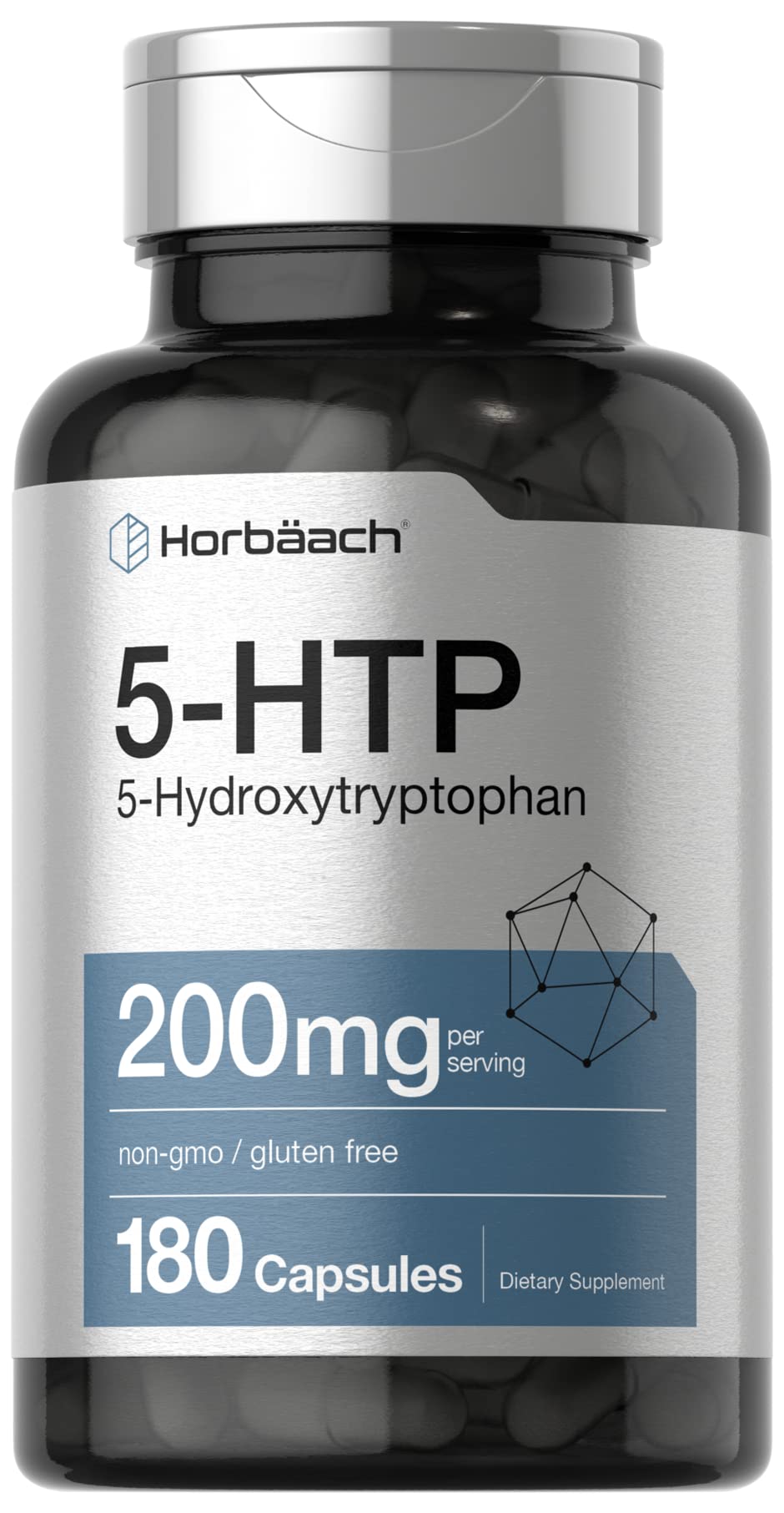 5HTP 200mg Capsules | 180 Capsules | Griffonia Simplicifolia | 5HTP Extra Strength Supple Horbäach uk supplements