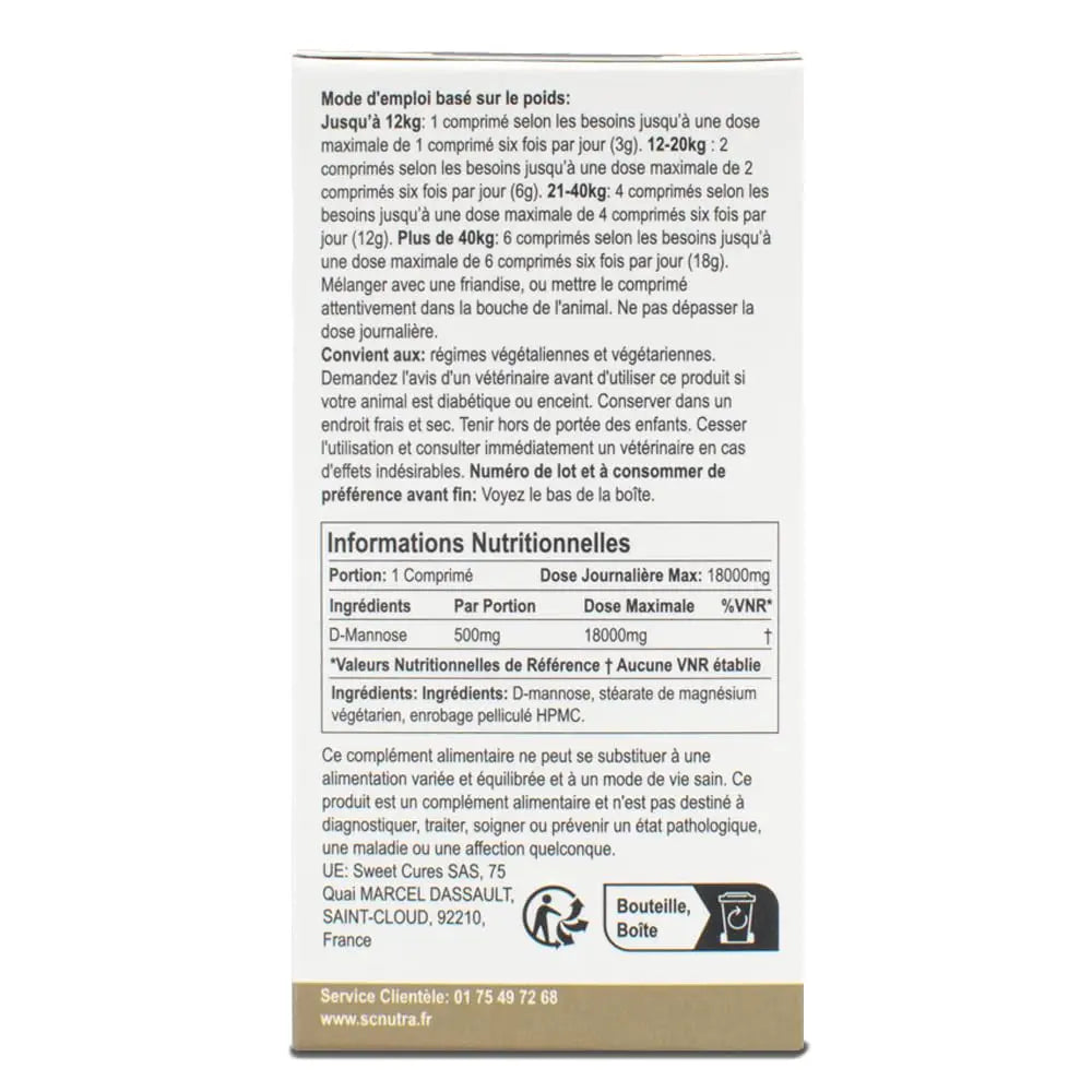D-Mannose Pet Tablets for Cats & Dogs by SC Nutra sc nutra uk supplements