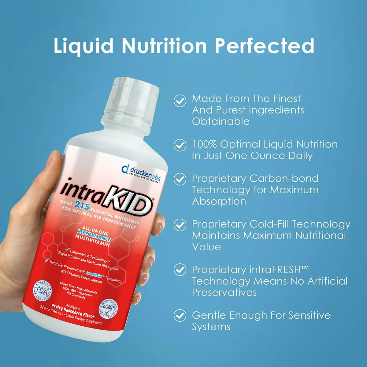 intraKID Drucker Labs Organic Liquid Multivitamin for Kids, Immune Support, Non GMO, Dairy Free, Gluten Free, Magnesium, Vitamin A,C,E, Zinc intraKID uk supplements