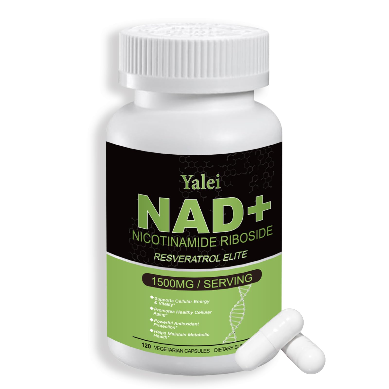 Yalei NAD Resveratrol Supplement 1500mg,120 Veggie Capsules | Liposomal NAD Plus Boosting | Support Cellular Health, Stamina & Healthy Aging for Women & Men | Non-GMO Yalei uk supplements