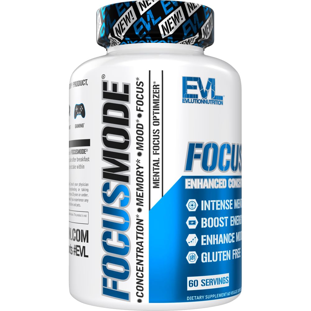 Evlution Nutrition Mental Energy and Focus Supplement for Adults - Nootropics Brain Support Supplement with Caffeine L Theanine Alpha GPC and L-Tyrosine - Focus Pills for Sustained Peak Performance Evlution uk supplements