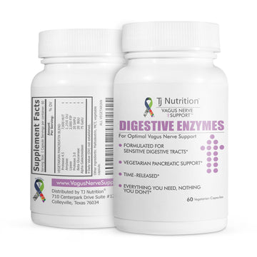 TJ Nutrition Digestive Enzymes for Sensitive Stomachs - Supports Vagus Nerve, Vegetarian Pancreatic Support, Timed Release Formula for Optimal Gut Health, Enhances Food Digestion & Gut Flora TJ Nutrition uk supplements