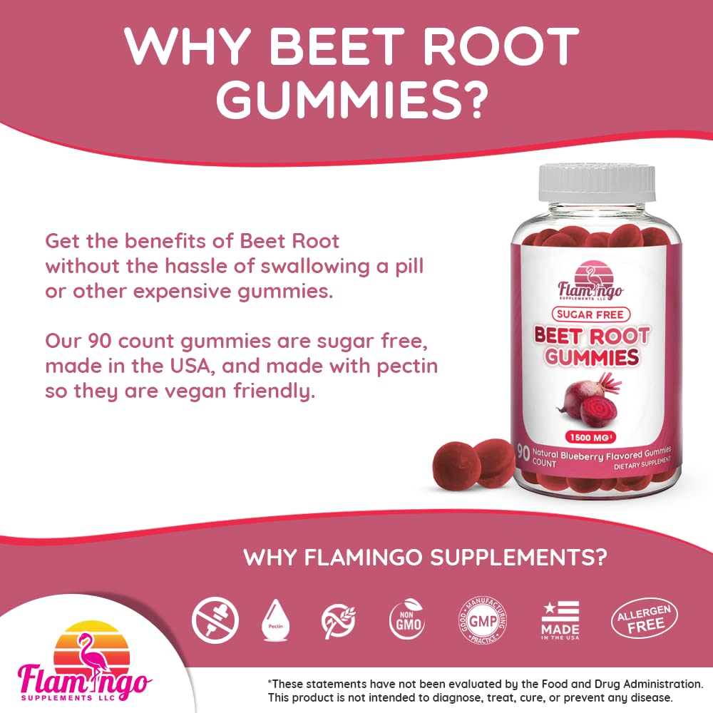 Sugar Free Nitric Oxide Beet Root Gummies (1500 mg)- Beet Root Chewables for Athletic Flamingo Supplements uk supplements