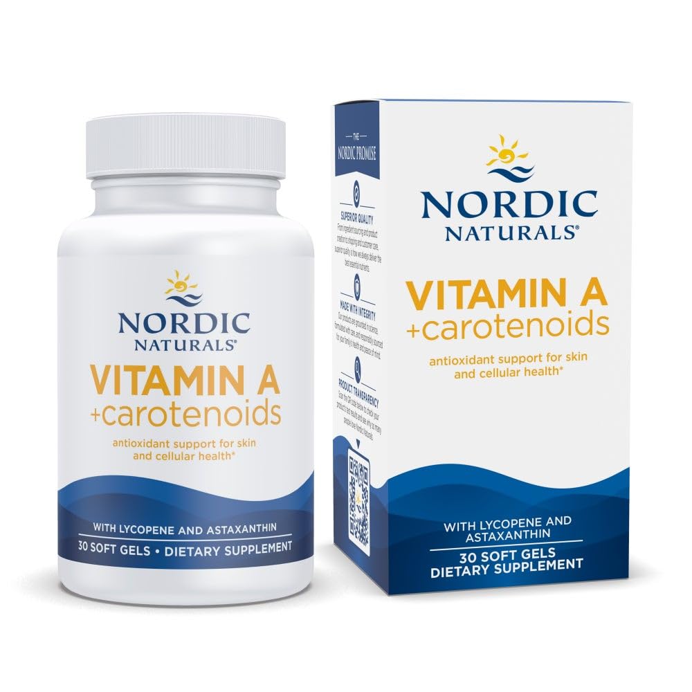 Nordic Naturals Vitamin A + Carotenoids, Unflavored - 30 Soft Gels - Lycopene & Astaxanthin - Supports Skin, Cellular Health - Non-GMO - 30 Servings Nordic Naturals uk supplements