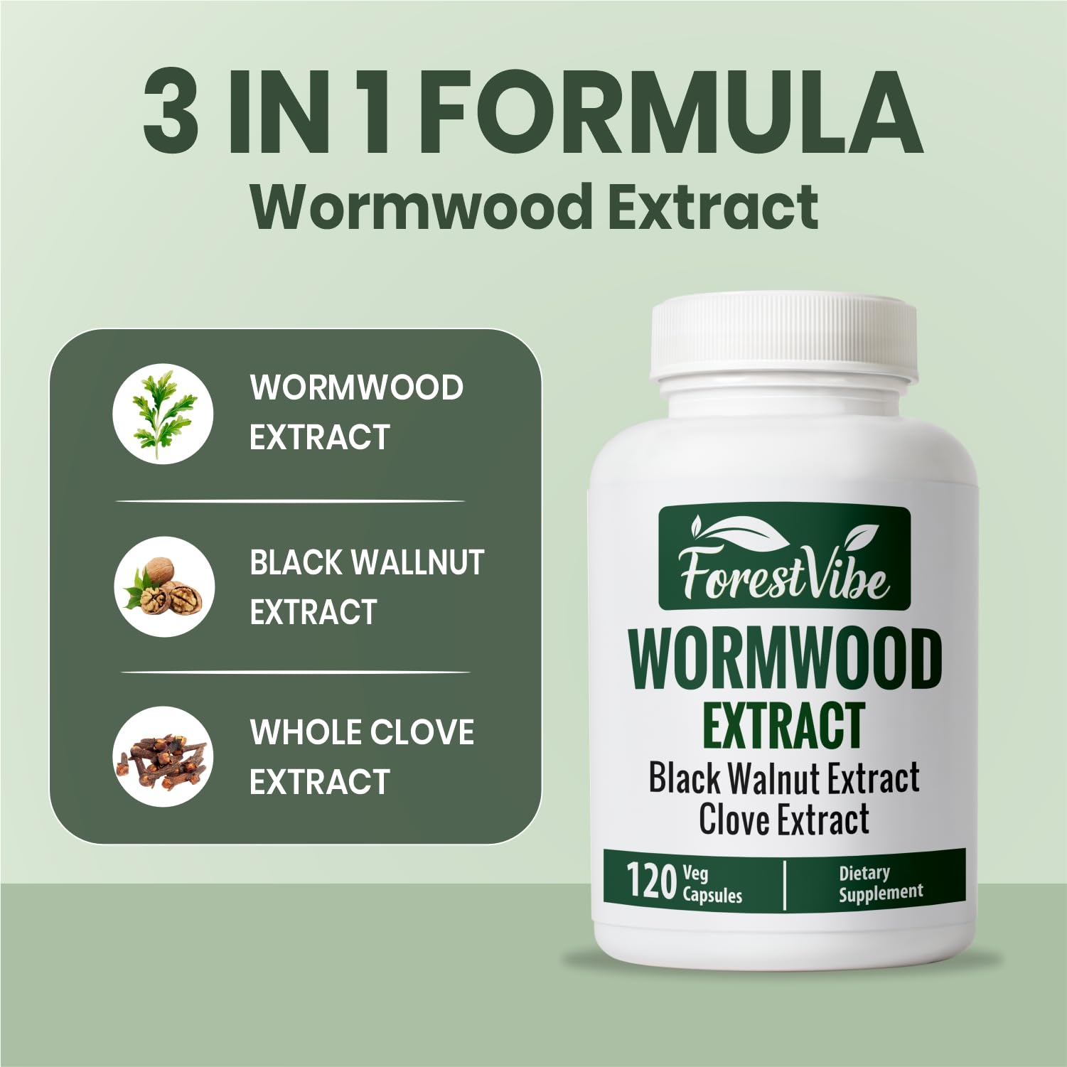 ForestVibe Wormwood Complex with Black Walnut & Clove, 3-in-1 Herbal Blend, Sweet Wormwood Extract Capsules, 120 Vegan Capsules, 2 Month Supply, Non-GMO & Gluten Free Supplement ForestVibe uk supplements