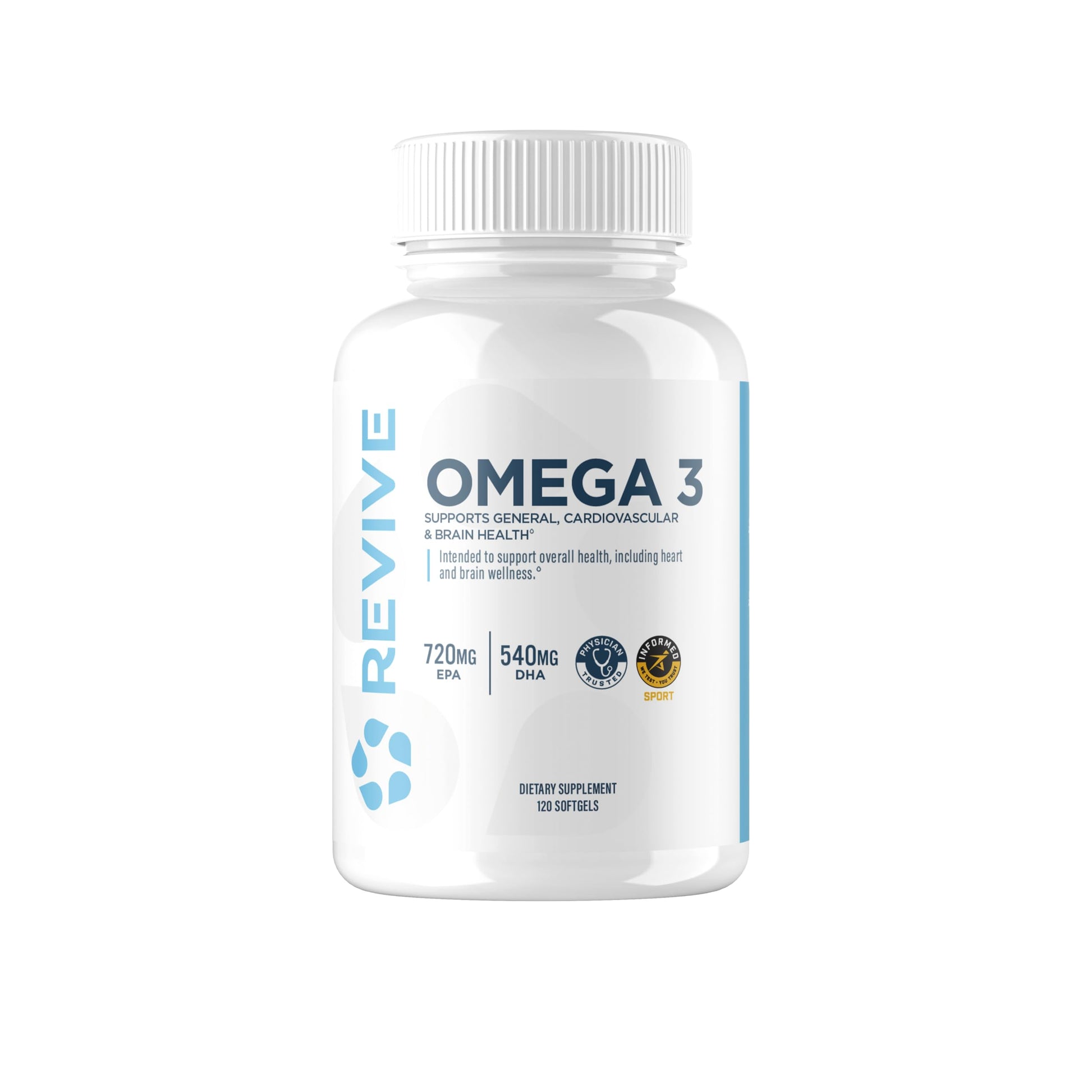Revive MD Omega 3 Fish Oil Supplements for Men & Women – Softgels with EPA & DHA Fatty Acids for Healthy Skin & Joints, Heart & Brain Support – Vegan-Friendly, Gluten-Free (120 Softgels) Revive uk supplements