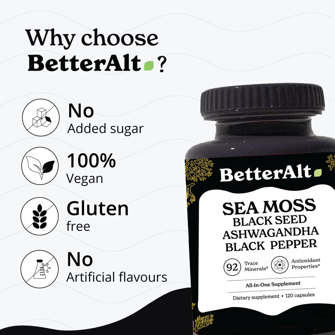 Better Alt Sea Moss Capsules- Irish Sea Moss with Black Seed Oil, Ashwagandha & Black Better Alt uk supplements