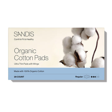 SANDIS Feminine Pad for Women - Regular 28 Count 100% Organic Cotton Ultra Thin with Wings SANDIS uk supplements