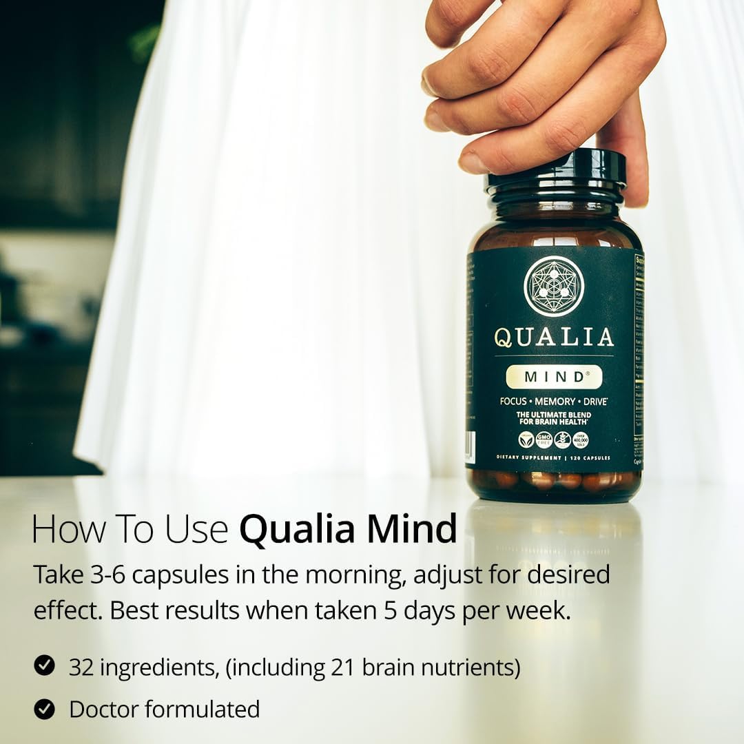 Qualia Mind — Beat Brain Fog | Doctor-Formulated Premium Brain Nourishment | Fuel Focus, Drive & Energy | 32 Ingredients Including Lion’s Mane, Cognizin™️, Ginkgo & More| 2 Week Supply* QUALIA LIFE SCIENCES uk supplements