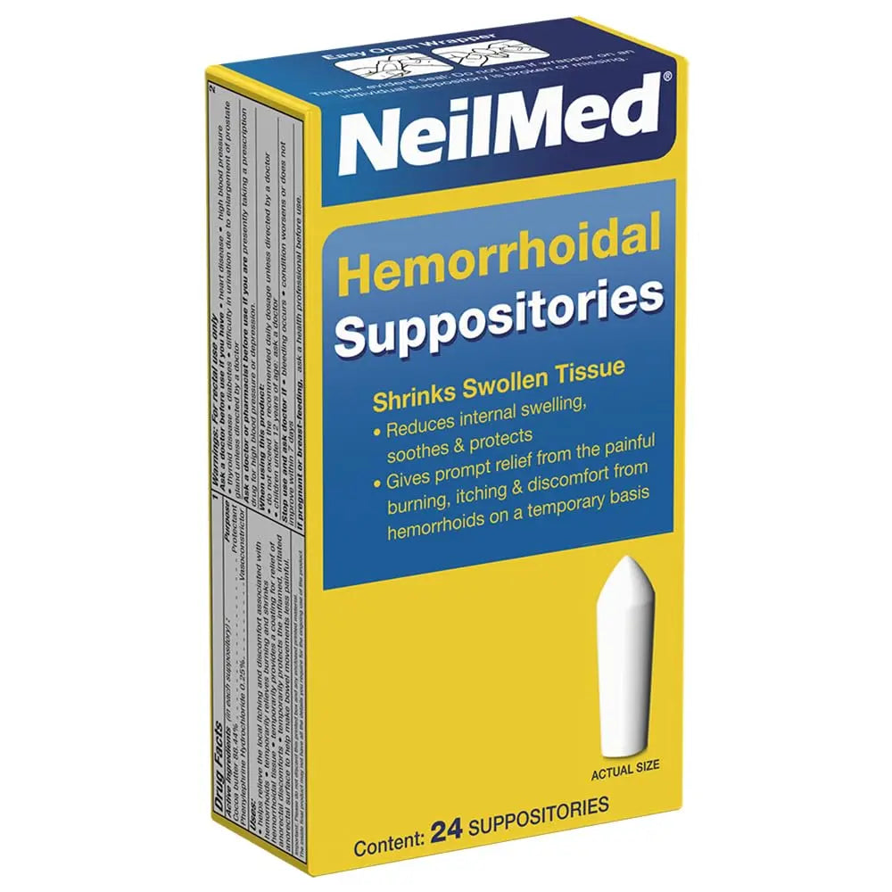 NeilMed Hemorrhoidal Suppositories, Shrinks Swollen Tissue, Relief from Burning, Itching and Discomfort of Hemorrhoids, 24 Count NeilMed uk supplements