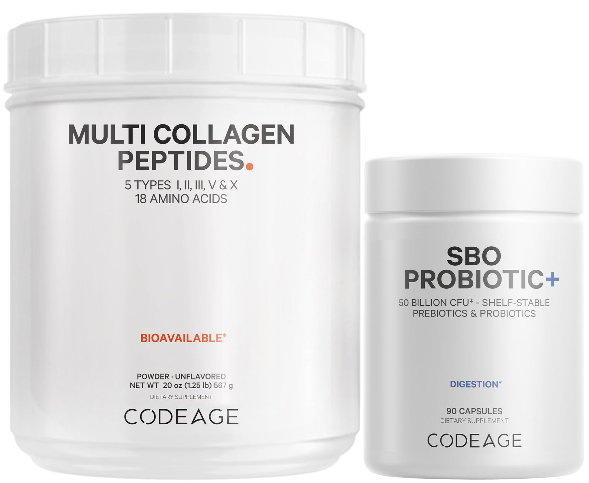 Codeage - Multi Collagen Protein + SBO Probiotics 50 Billion CFU Bundle Codeage uk supplements