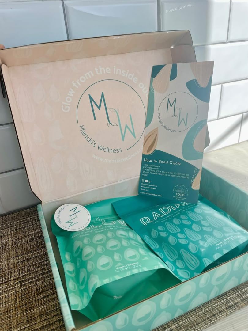 Manski's Wellness Glow & Radiant Seed Cycle Kit | PMS Support | Organic Seed Cycling | Natural Hormone Balance | Ease Cramps | Mitigate Cycle Symptoms | Vegan Supplement Manski's Wellness uk supplements