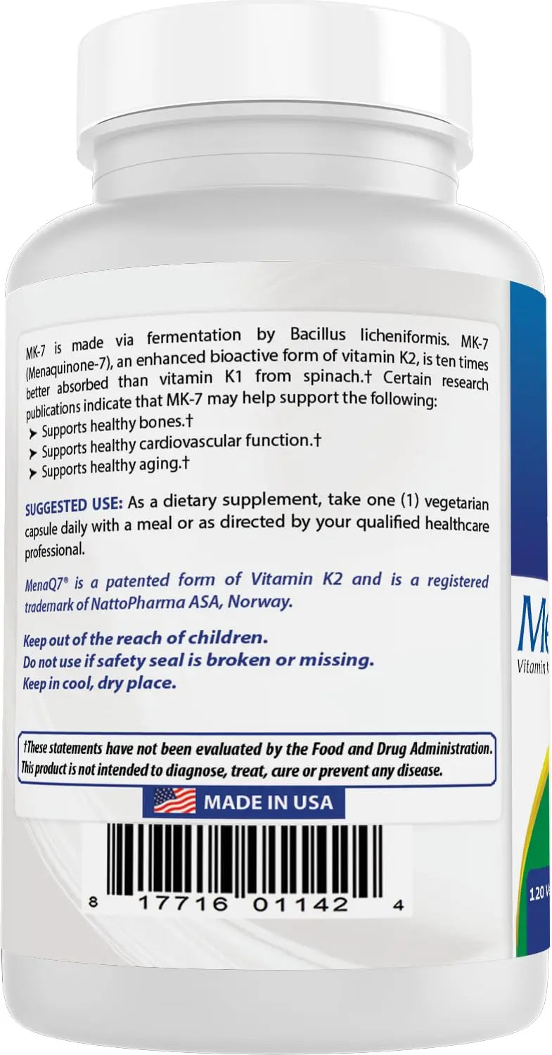 Best Naturals MK-7 Vitamin K2 100 mcg 120 Vcaps Best Naturals uk supplements