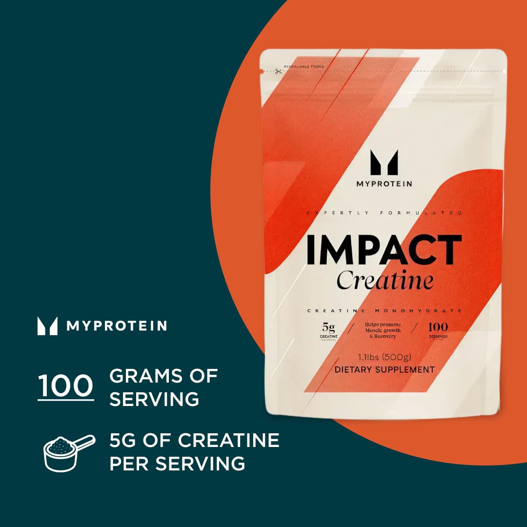 Myprotein Creatine Monohydrate Powder, 100 Servings (1.1lbs), Pure Unflavored Creatine Powder, Post/Pre Workout Supplement for All Sports & Exercises Myprotein uk supplements
