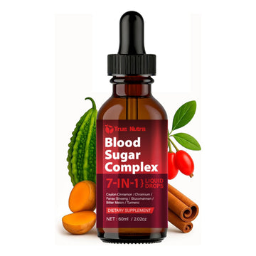 true nutra Blood Sugar Complex, 7-in-1 Formula Blood Sugar Support Supplement with Berberine, Ceylon Cinnamon, Chromium, Bitter Melon, Turmeric, Ginseng, Glucomannan (1PCS) true nutra uk supplements
