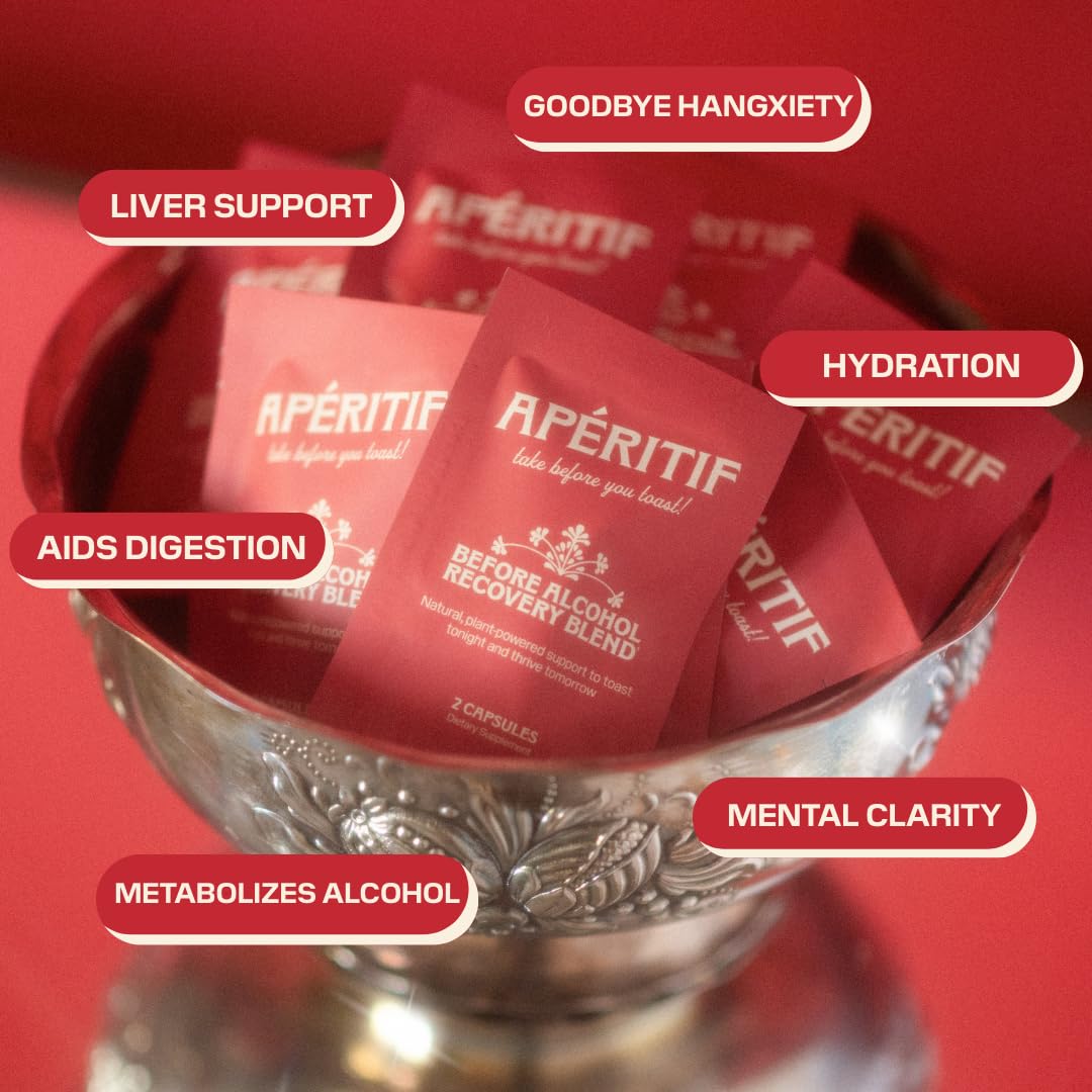 Apéritif Before Alcohol Recovery Supplement - DHM (Dihydromyricetin), Milk Thistle, Turmeric & B Vitamins - Hydration & Liver Support for Morning Clarity Apéritif Health uk supplements