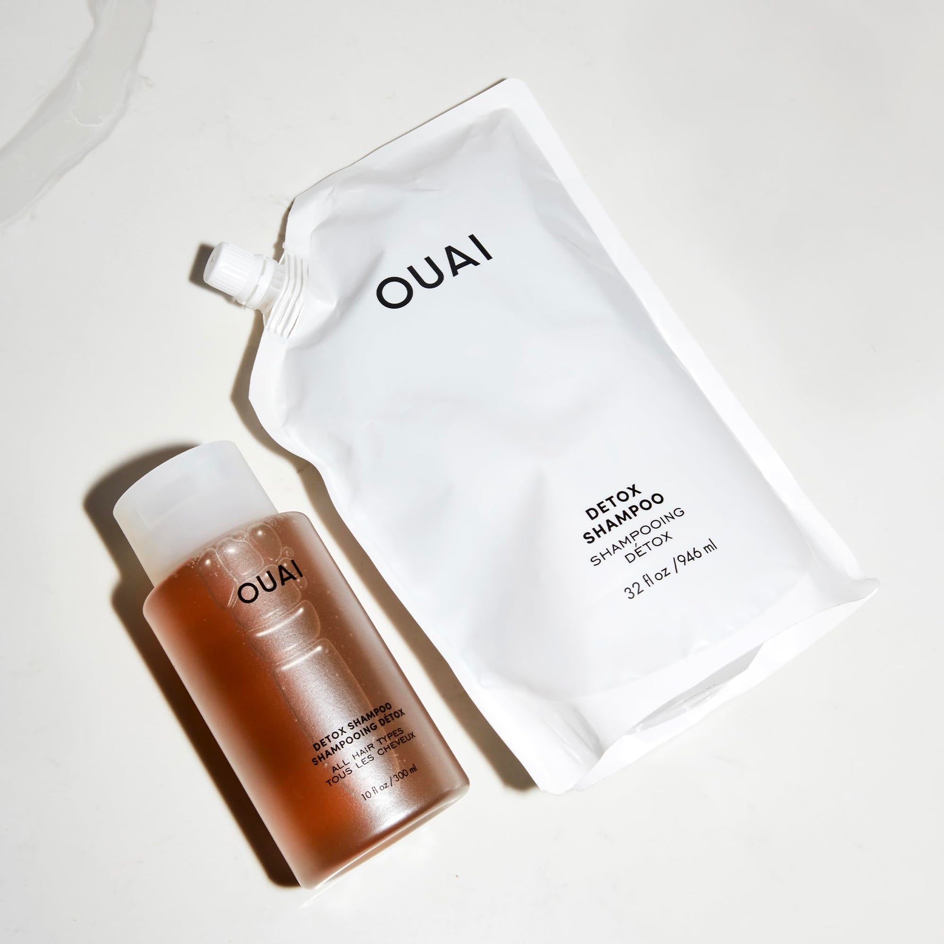 OUAI Detox Shampoo + Refill - Clarifying Shampoo for Build Up, Oil, Product & Hard Water - Apple Cider Vinegar & Keratin for Clean, Refreshed Hair - Sulfate Free Hair Care (2 Count, 10 Oz/32 Oz) OUAI uk supplements