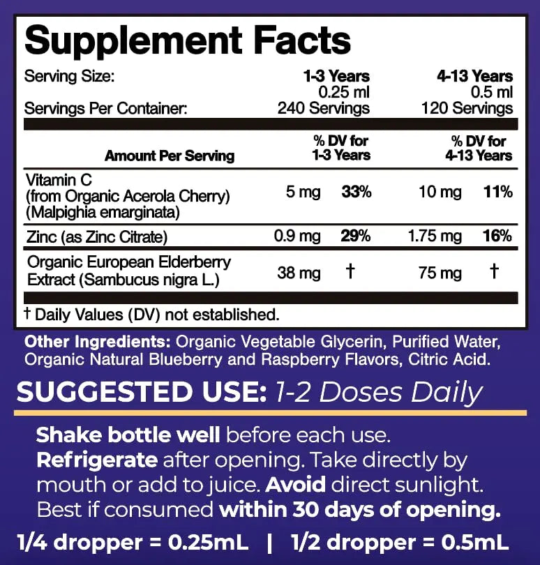 Tropical Oasis USDA Organic Liquid Vitamin Drops with Elderberry, Vitamin C and Zinc for Toddlers & Kids | Sugar Free | Vegan | Non-GMO | 2 Fl Oz Tropical Oasis uk supplements
