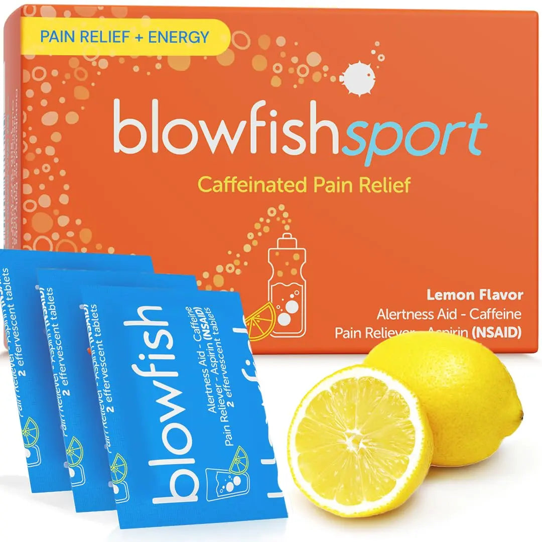 Blowfish Sport | Pain Relief for Athletes | Eases Sore Muscles | Boosts Energy | Effervescent Formula Works Fast | Perfect for Morning Workouts Blowfish uk supplements