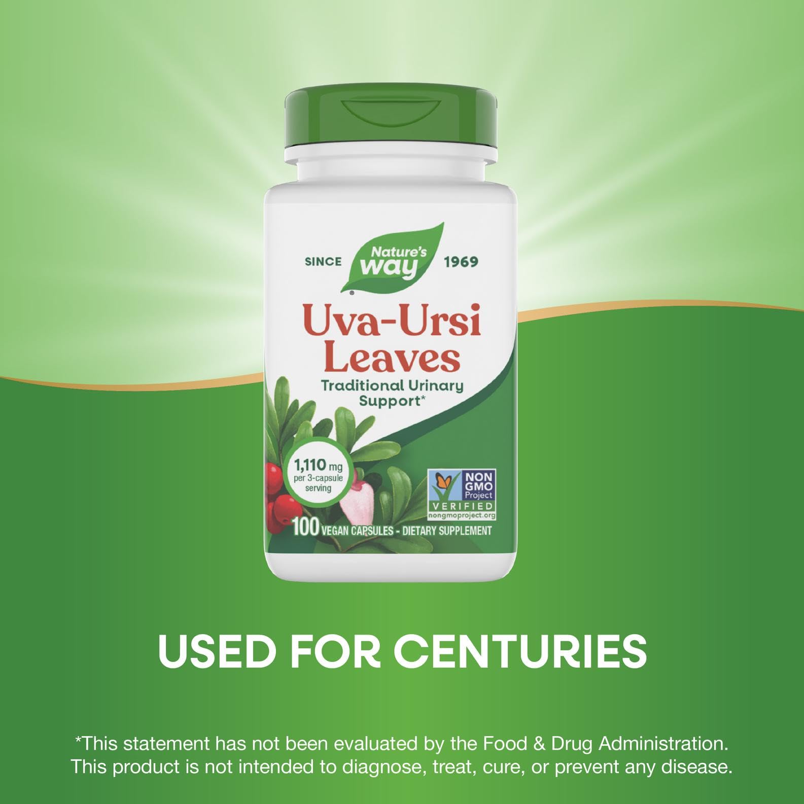 Nature's Way Uva Ursi Leaves, Traditional Urinary Support*, 1,110 mg per 3-Capsule Serving, Non-GMO Project Verified, Herbal Dietary Supplement, Gluten Free, 100 Vegan Capsules (Packaging May Vary) Nature's Way uk supplements