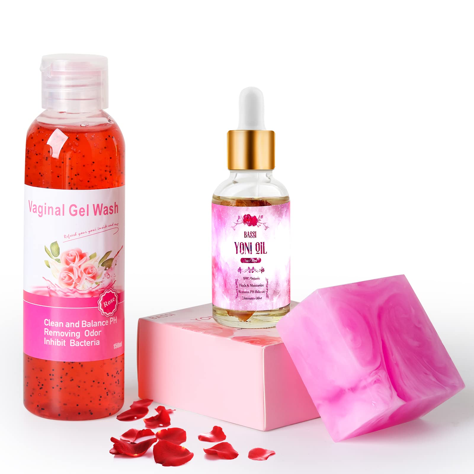 Feminine Wash & Yoni Oil & Yoni Soap Set for Women, Yoni Wash for Vaginal Ph Balance Remove Odor BASSI uk supplements