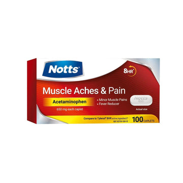 NOTTS Muscle Aches & Pain Acetaminophen 650 mg, 100 Count NOTTS uk supplements
