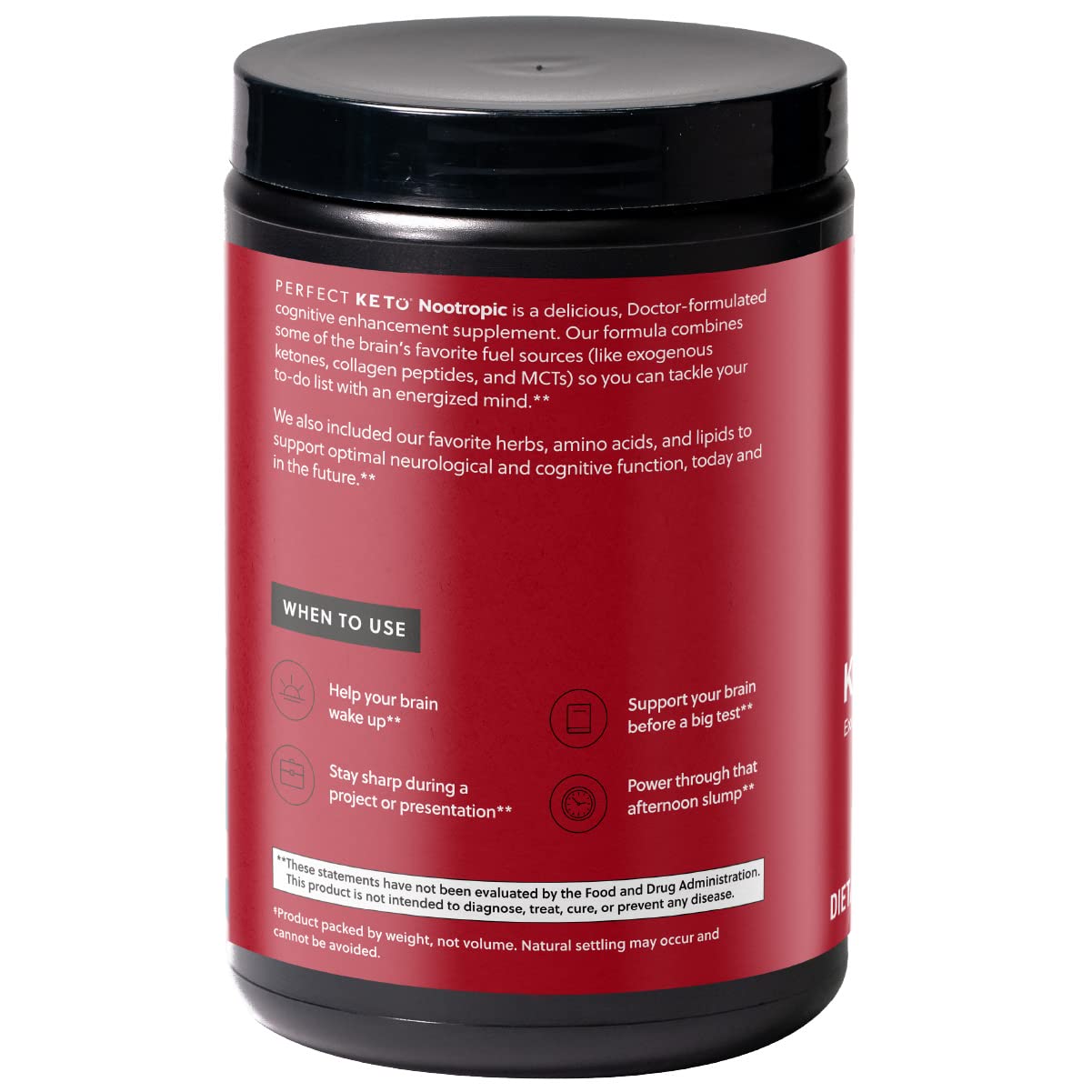 Perfect Keto Nootropic Brain Support, Caffeine Free Focus and Energy Supplement with Alpha Lipoic Acid, L Theanine, Ginkgo Biloba, Alpha GPC, MCT's, Collagen, Ketones, Chocolate Drink Mix, 15 Servings Perfect Keto uk supplements